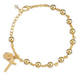 High Polished Round Gold Over Sterling Silver Rosary Bracelet