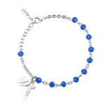 Caribbean Blue Round Faceted Crystal Rosary Bracelet