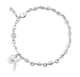 Rosary Bracelet Created with 4mm x 6mm Aurora Borealis Finest Austrian Crystal Helix Beads by HMH