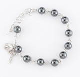 Genuine Hematite Round Rosary Bracelet