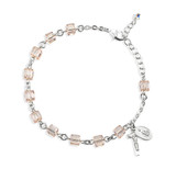 Light Rose Cube Sterling Silver Rosary Bracelet