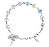 Rosary Bracelet Created with 8mm Aurora Borealis Finest Austrian Crystal Multi-Facted Beads by HMH