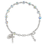 Rosary Bracelet Created with 6mm Aurora Borealis Finest Austrian Crystal Multi-Facted Beads by HMH
