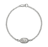 Sterling Silver Saint Christopher Medal on Platinum Plated Rolo Chain Bracelet 7 1/2"