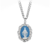 Light Blue Sterling Silver Cameo Miraculous Medal