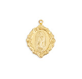 Gold Over Sterling Silver OL Guadalupe Pendant with Rose Border