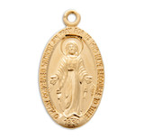 Gold Over Sterling Silver Oval Miraculous Medal