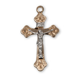 Flare Tipped Gold Over Sterling Silver Two Tone Crucifix