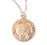 Holy Scapular Round Double Sided Gold Over Sterling Silver Medal