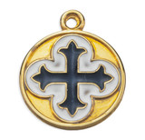 Gold Over Sterling Silver Cross on ClOver with Blue and White Epoxy
