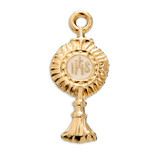 Gold Over Sterling Silver Monstrance Pendant with White Epoxy