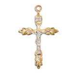 Gold Over Sterling Silver Two Tone Wheat Crucifix