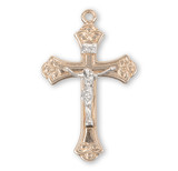 Swirled Gold Over Sterling Silver Two Toned Crucifix