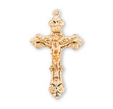 Gold Over Sterling Silver Filigree Scroll Relief Design Crucifix