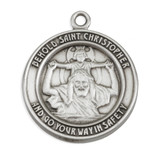 Saint Christopher Round Sterling Silver Medal