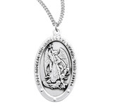 Saint Michael Archangel Oval Sterling Silver Medal