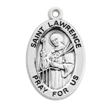 Patron Saint Lawrence Oval Sterling Silver Medal
