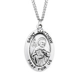 Patron Saint Matthew Oval Sterling Silver Medal