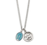 Sterling Silver Blue enamel Miraculous Medal and Sterling Cherub Medal