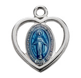 Sterling Silver Blue Enameled Miraculous Medal