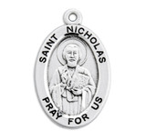 Patron Saint Nicholas Oval Sterling Silver Medal