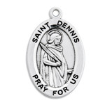Patron Saint Dennis Oval Sterling Silver Medal