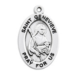 Patron Saint Genevieve Oval Sterling Silver Medal
