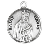 Patron Saint David Round Sterling Silver Medal