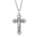Baroque Leaf Design Sterling Silver Crucifix