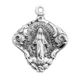 Sterling Silver Miraculous Medal with Baroque Scrolling Border