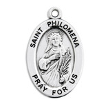 Patron Saint Philomena Oval Sterling Silver Medal