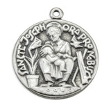 Sterling Silver St. Joseph Medal Seated with  Infant Jesus