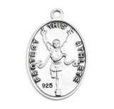 Sterling Silver Oval Sterling Silver Saint Christopher Track Male Athlete Medal
