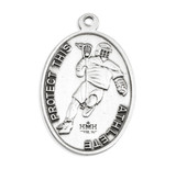 Saint Christopher Oval Sterling Silver Lacrosse Male Athlete Medal