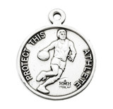 Saint Christopher Round Sterling Silver Basketball Male Athlete Medal