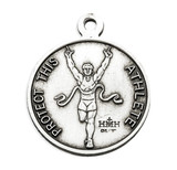 Saint Christopher Round Sterling Silver Track Male Athlete Medal