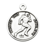 Saint Sebastian Round Sterling Silver Football Male Athlete Medal