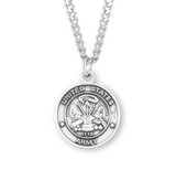 Sterling Silver Army Medal with St. Michael on Reverse Side