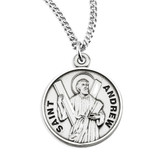 Patron Saint Andrew Round Sterling Silver Medal
