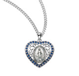 Sterling Silver Oval Miraculous Medal with Cubic Zirconia's "CZ's"