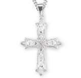 Sterling Silver Cubic Zirconia's "CZ's" Cross Chain