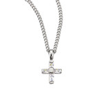 Sterling Silver Small Cross with CZ Settings