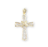 Gold Over Sterling Silver Crystal Cubic Zirconia "CZ" Cross Pendant