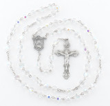 6mm Tin Cut Crystal Aurora Borealis Bead with New England Pewter Crucifix and Center