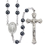 6mm Hematite Bead with New England Pewter Crucifix and Center