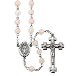 6mm Rose Quartz Gemstone Bead Rosary made with Genuine Pewter Crucifix and Center