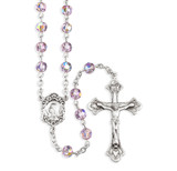 Sterling Silver Rosary Hand Made with finest Austrian Crystal 6mm Light Amethyst Faceted Round Beads by HMH
