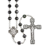 Sterling Silver Rosary Hand Made with finest Austrian Crystal 6mm Jet Faceted Round Beads by HMH