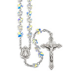 Sterling Silver Rosary Hand Made with 6mm finest Austrian Crystal 6mm Aurora Borealis Butterfly Beads by HMH