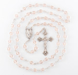 Rosary Sterling Crucifix and Centerpiece Created with finest Austrian Crystal 6mm Faceted Round Silk Beads by HMH